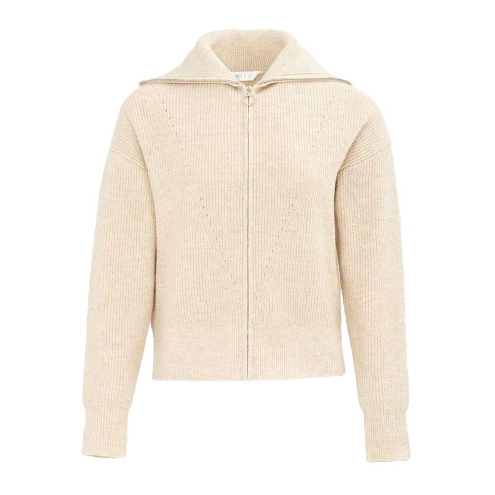 Miso Womens/Ladies Ribbed Full Zip Regular Casual Cardigan / Cream
